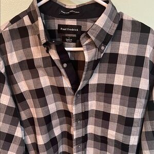 Paul Fredrick Black and Gray Casual Button Down Shirt
